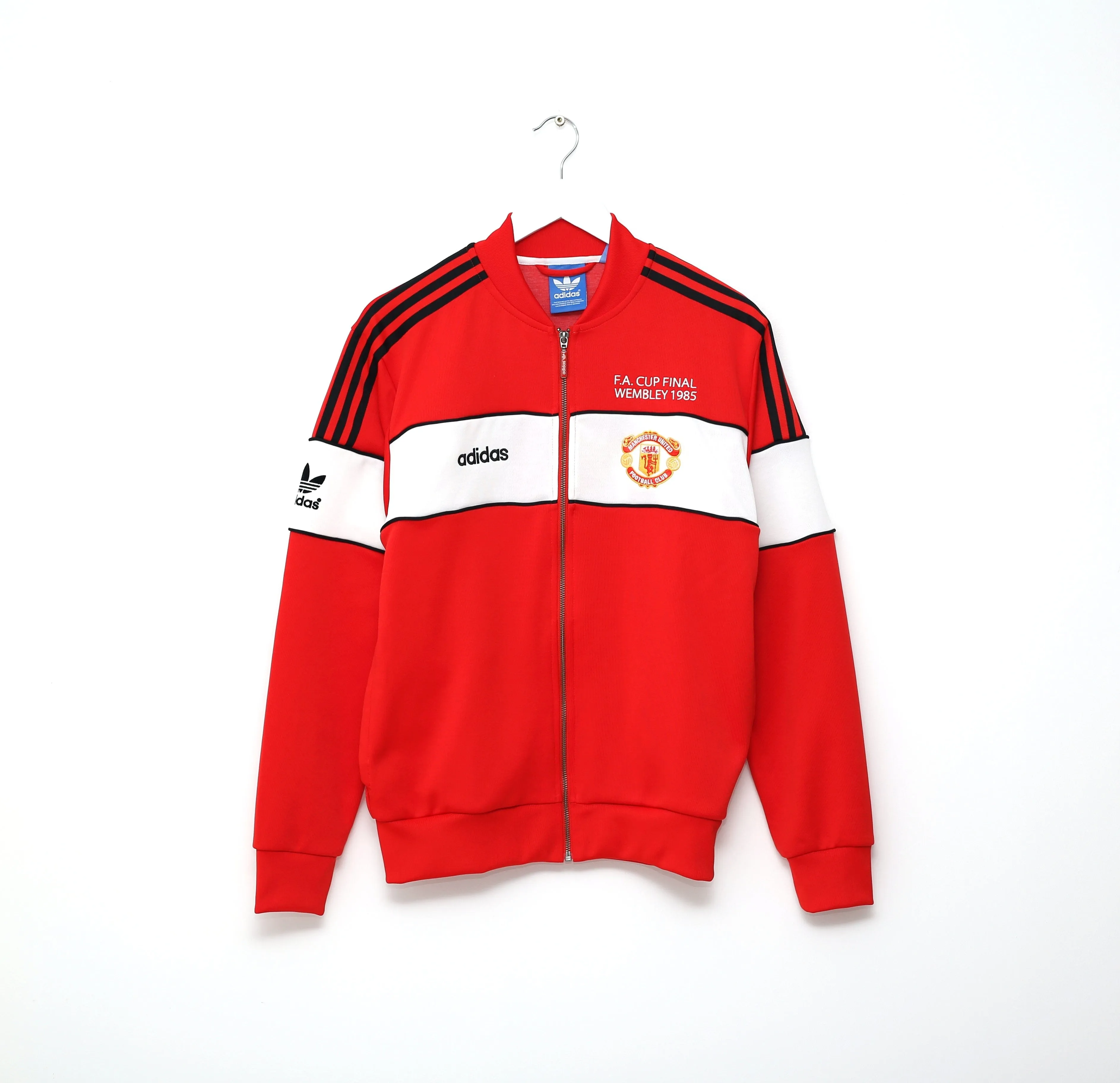 1985 MANCHESTER UNITED adidas Originals FA Cup Football Track Top Jacket (M)