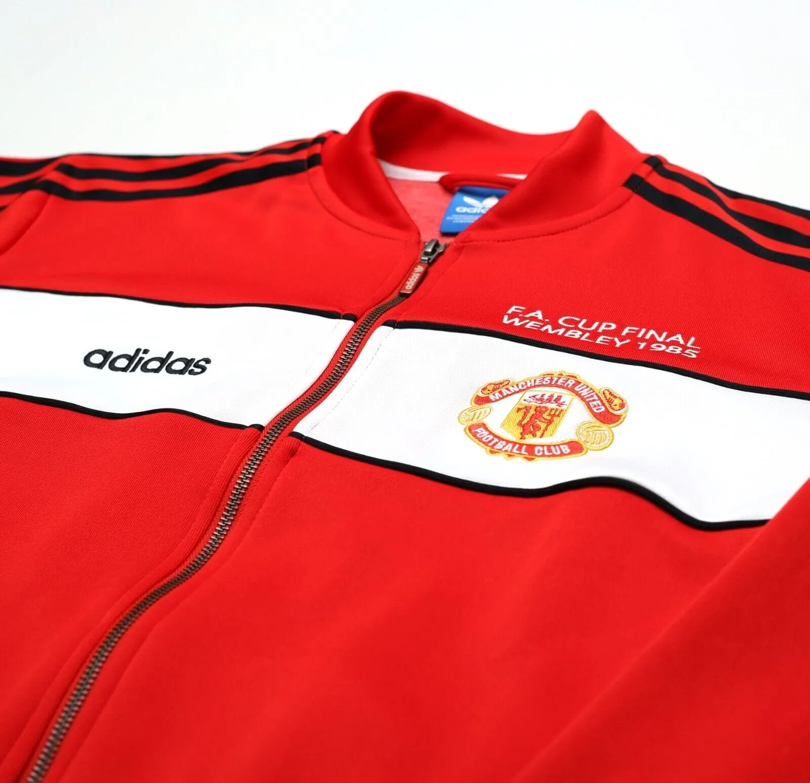 1985 MANCHESTER UNITED adidas Originals FA Cup Football Track Top Jacket (M)