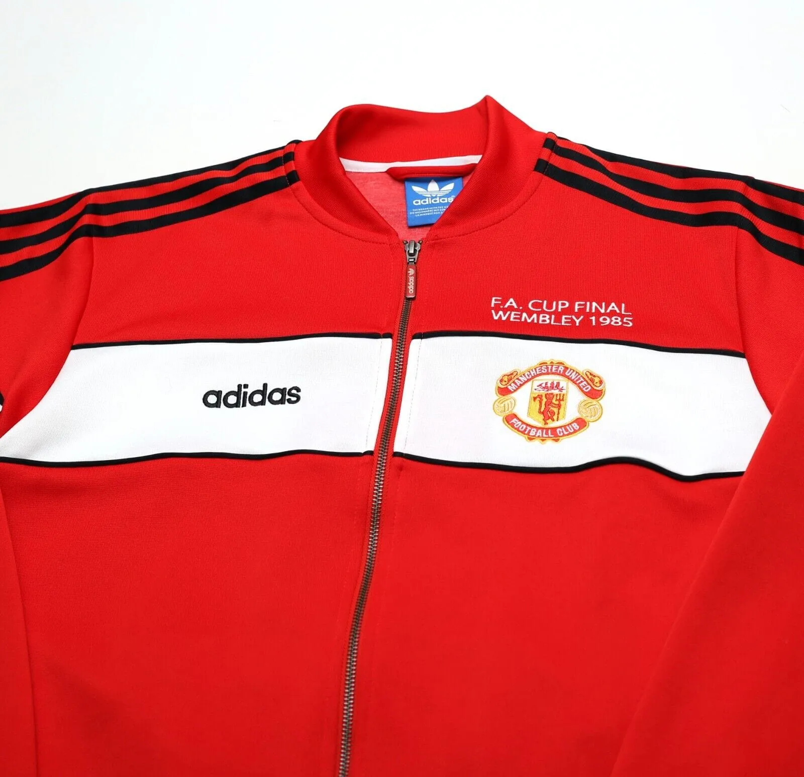 1985 MANCHESTER UNITED adidas Originals FA Cup Football Track Top Jacket (M)