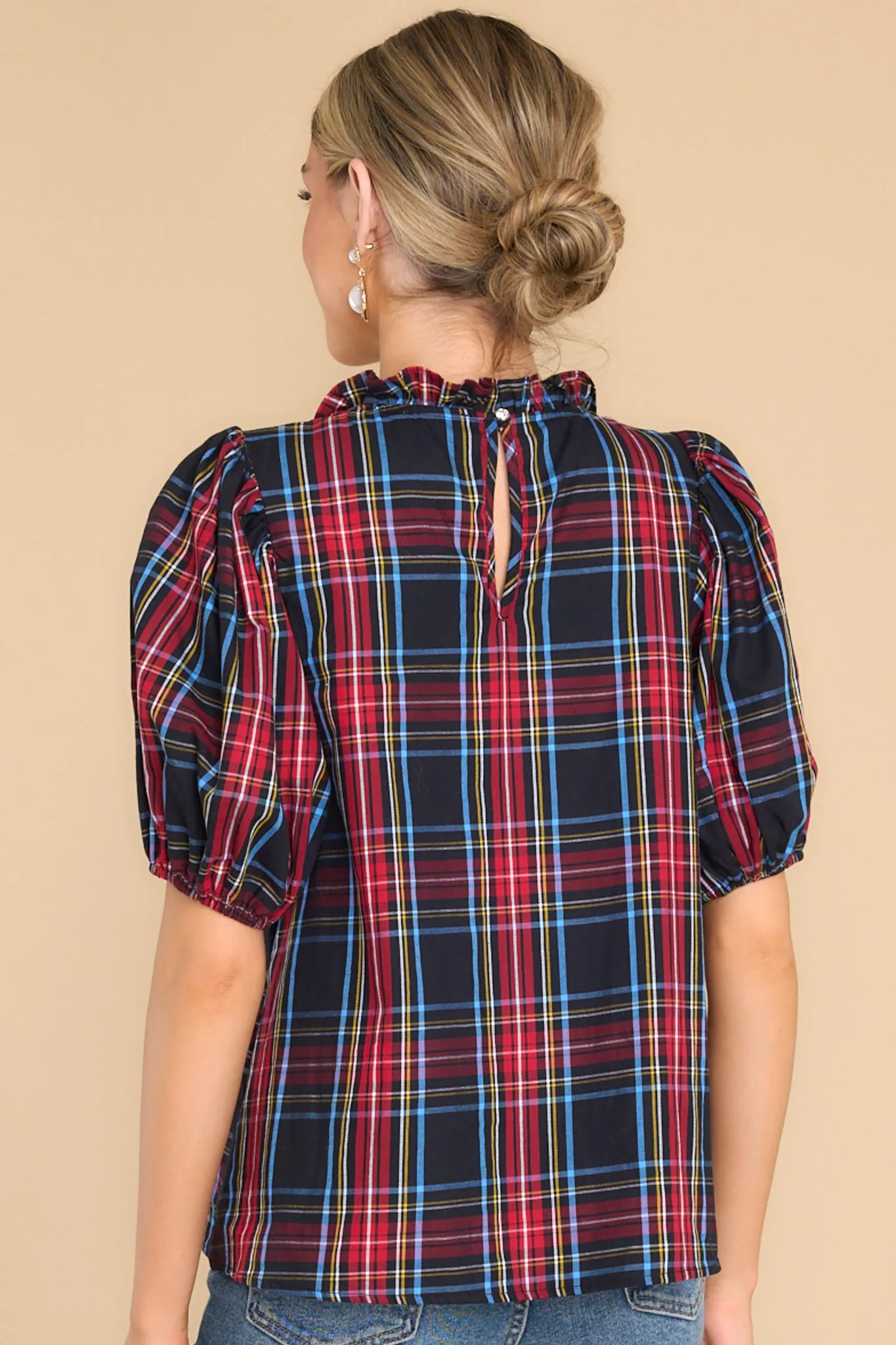 A Special Gift Black Plaid Top