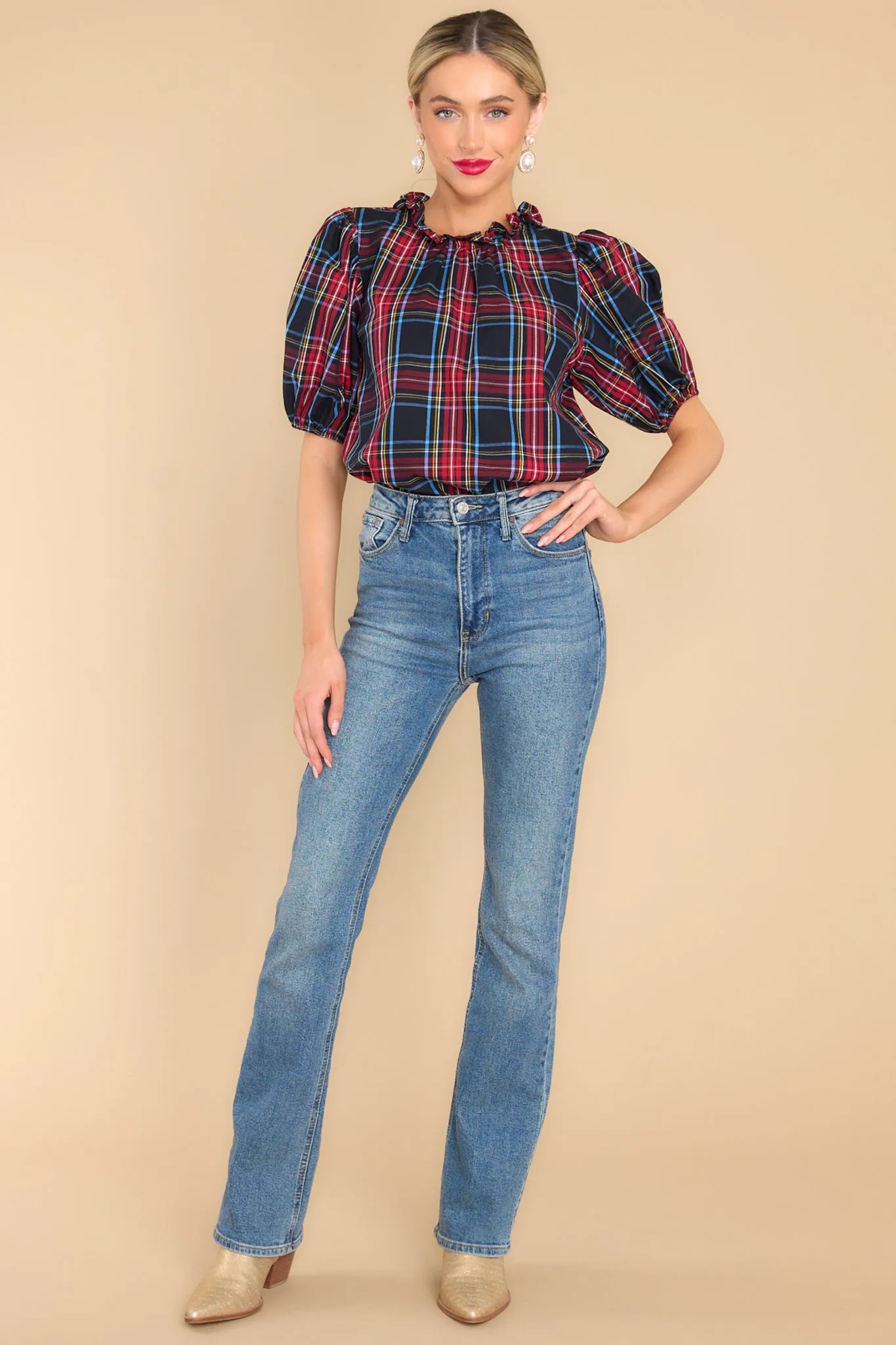 A Special Gift Black Plaid Top