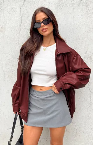 Abbi PU Red Bomber Jacket