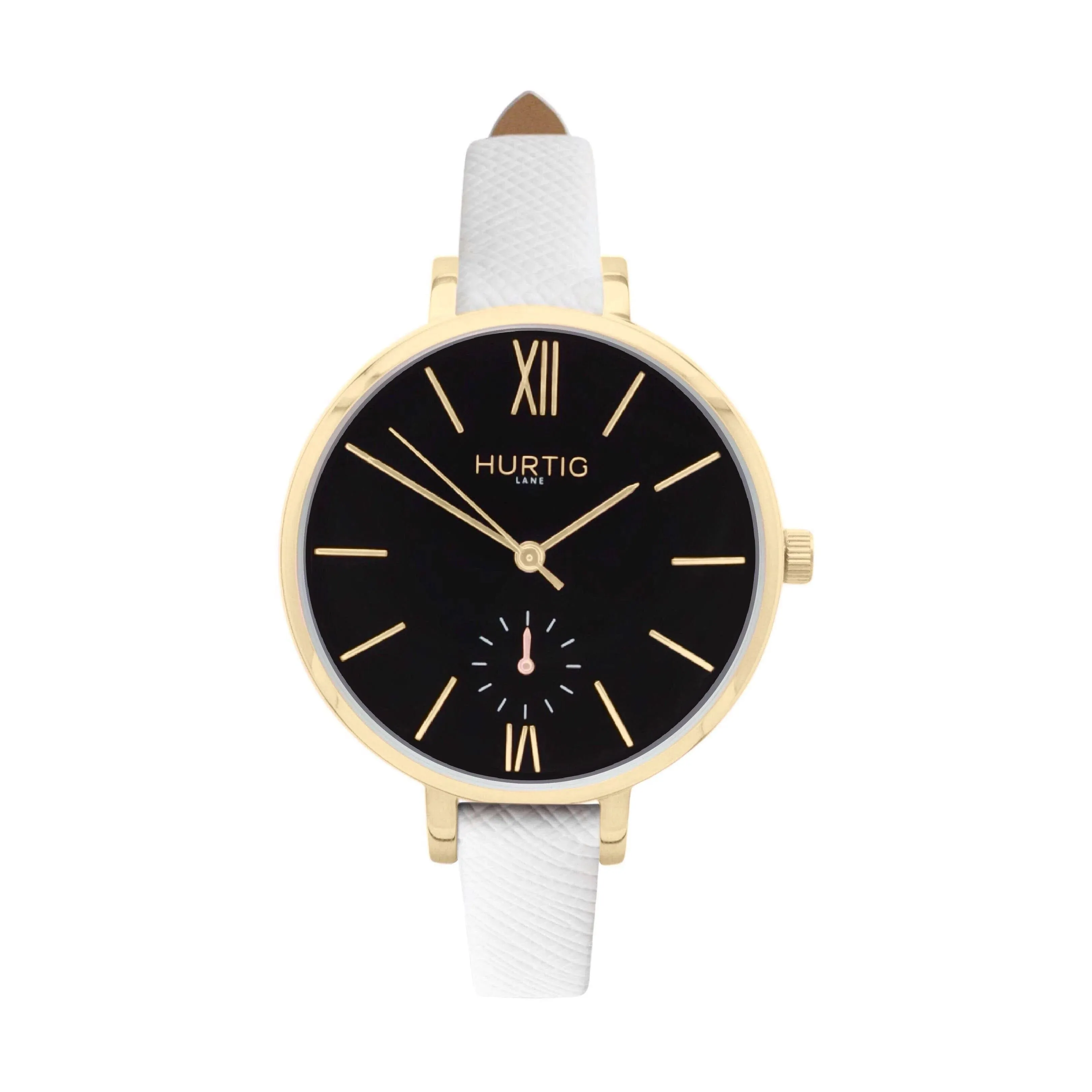 Amalfi Petite Vegan Leather Watch Gold, Black & White