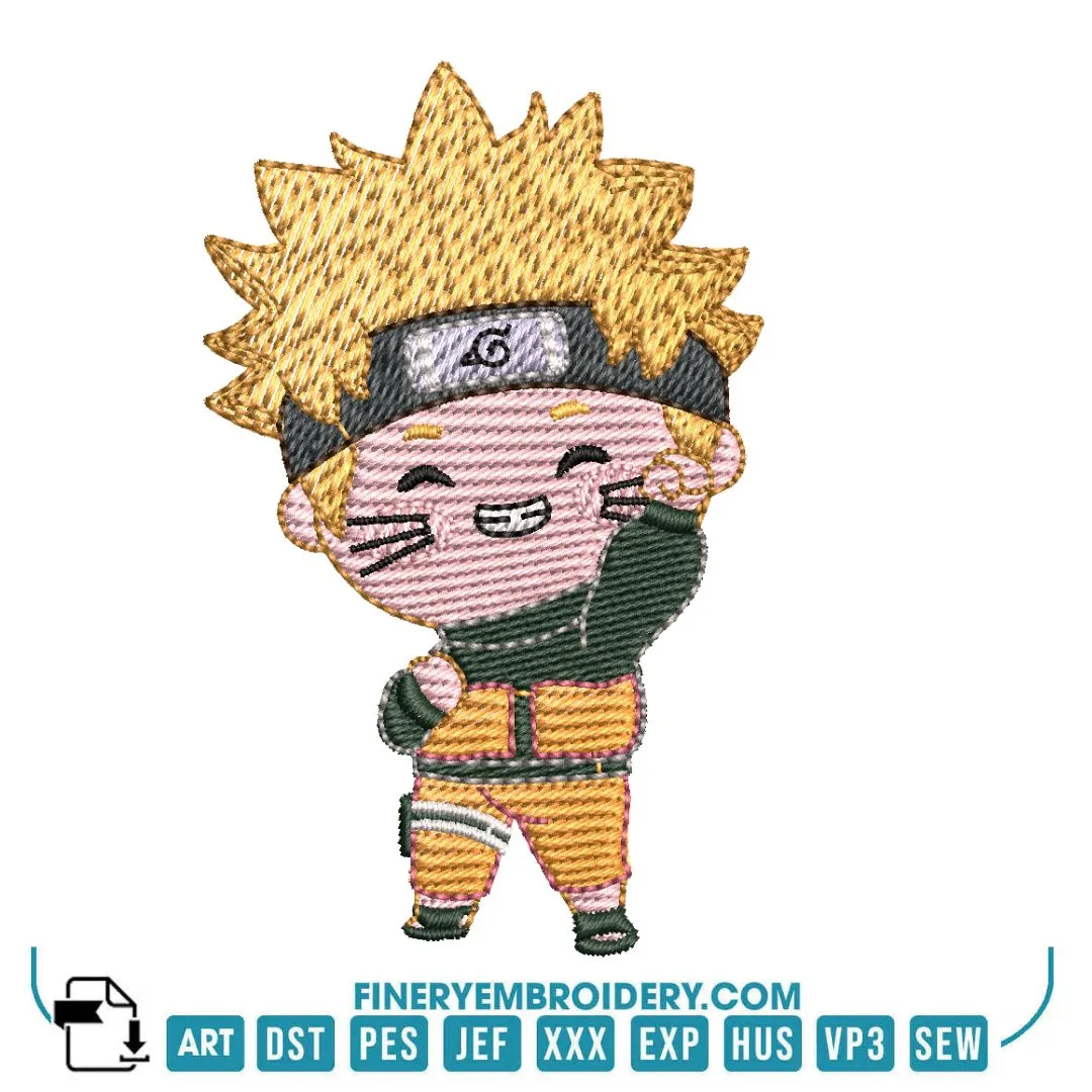 Anime-Inspired Naruto Character Embroidery Designs Pack – 6 Sizes | FineryEmbroidery