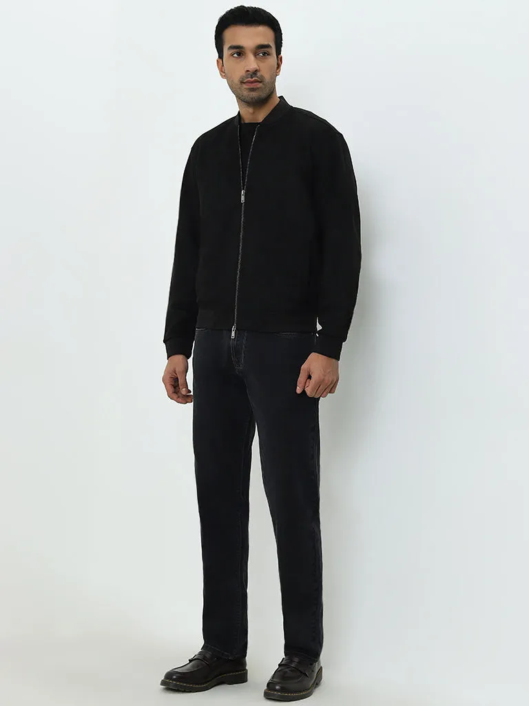 Ascot Black Faux-Suede Relaxed-Fit Jacket