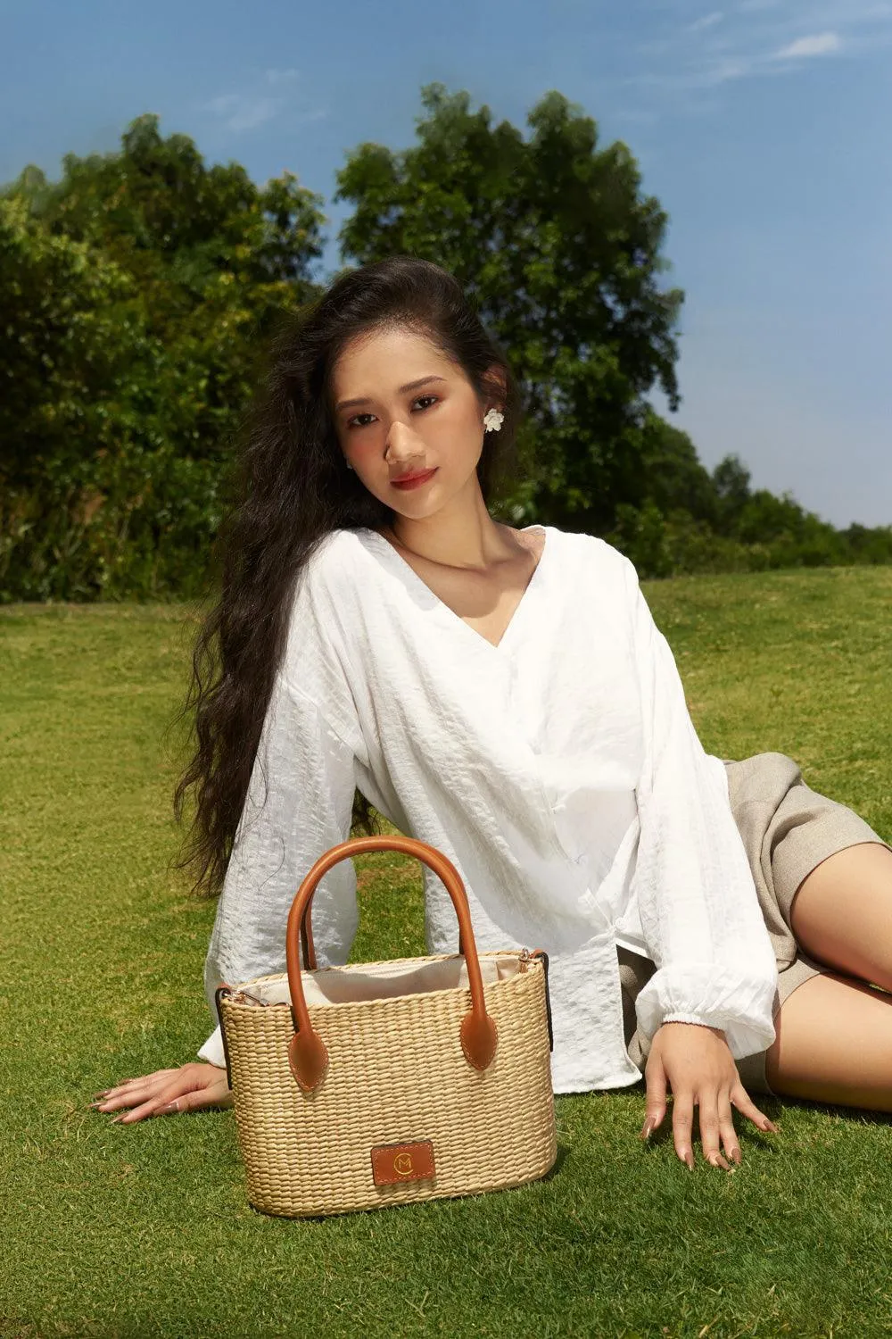 Ashima Zipper Water Hyacinth Fiber Bag