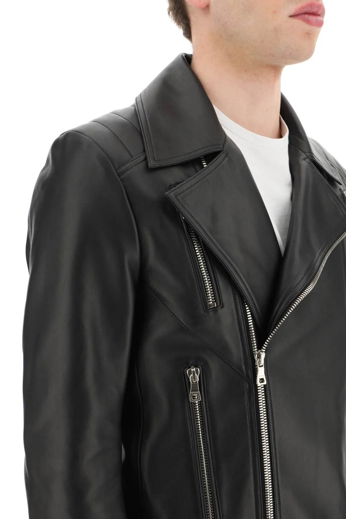 Balmain leather biker jacket