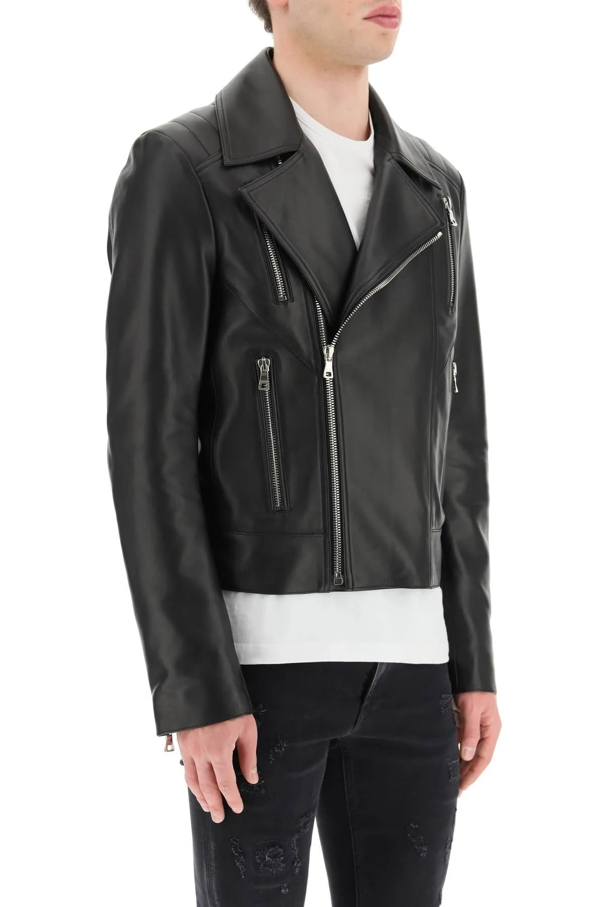 Balmain leather biker jacket