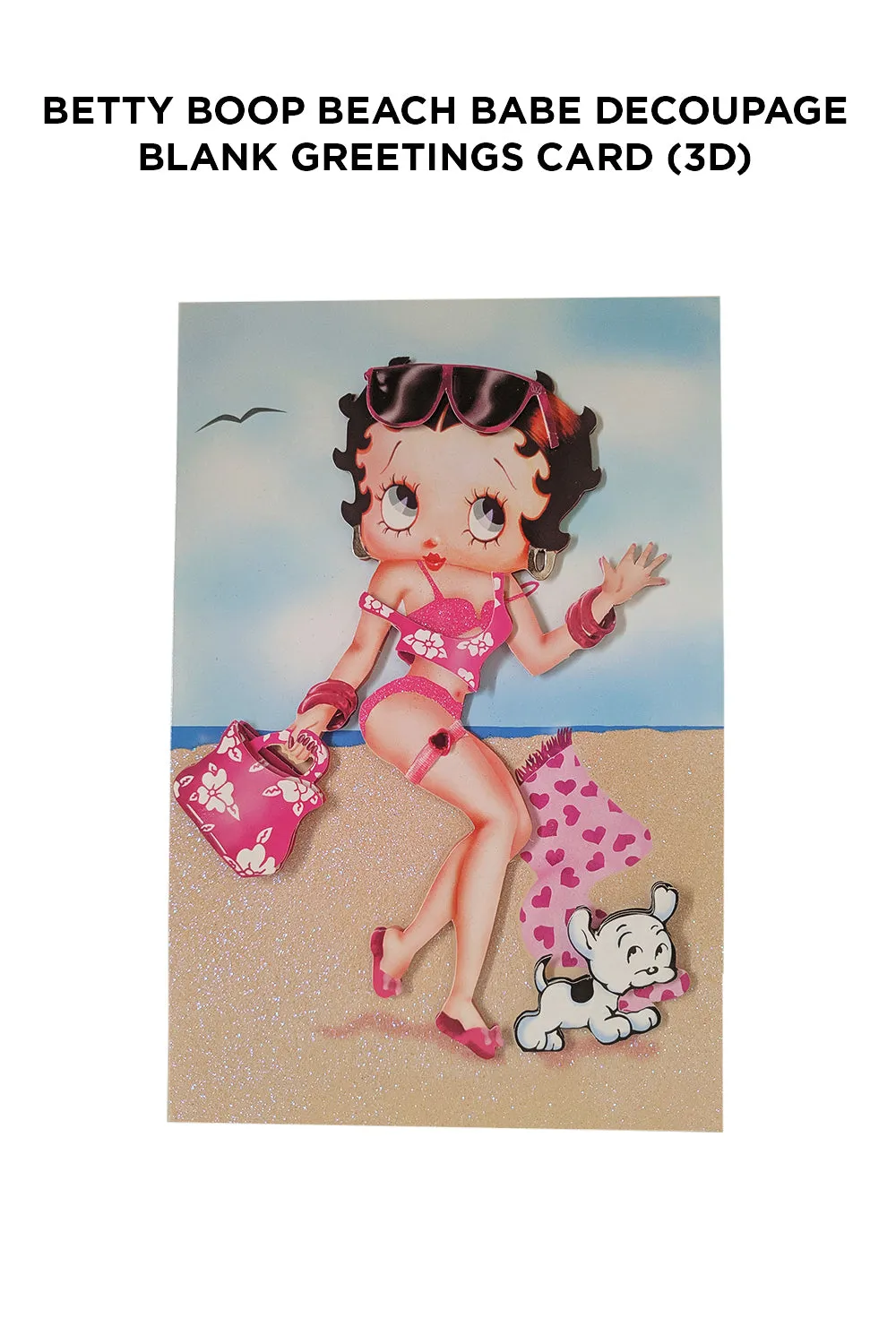 Betty Boop Beach Babe Decoupage Blank Greetings Card (3D)