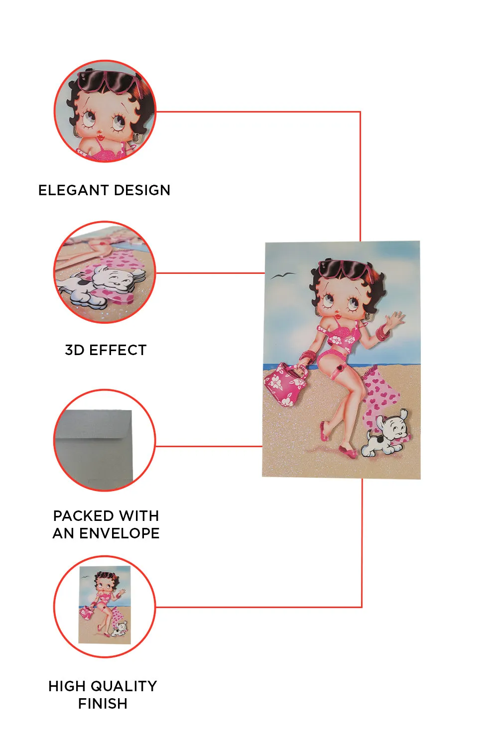 Betty Boop Beach Babe Decoupage Blank Greetings Card (3D)