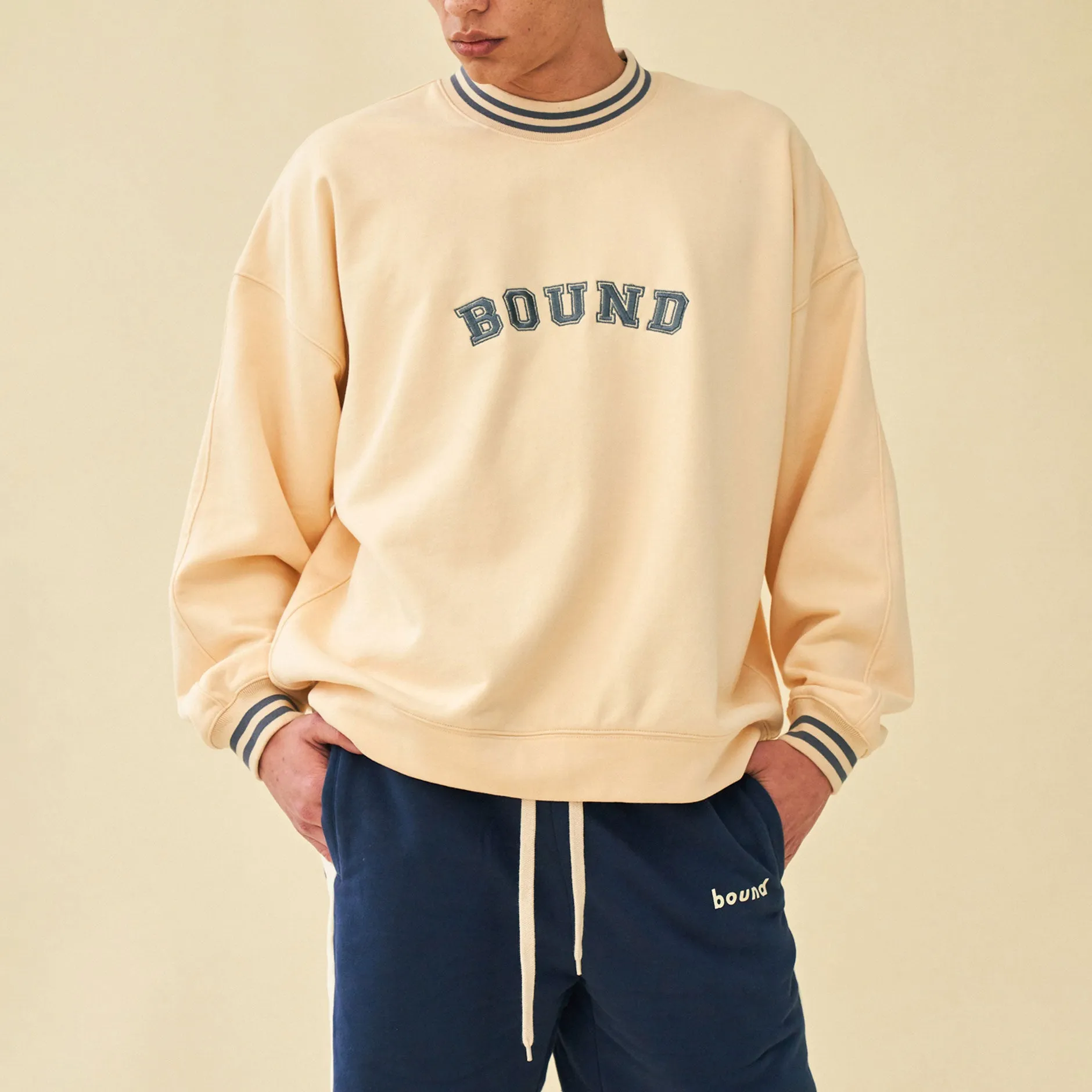 bound 'Varsity' Sweater - Natural