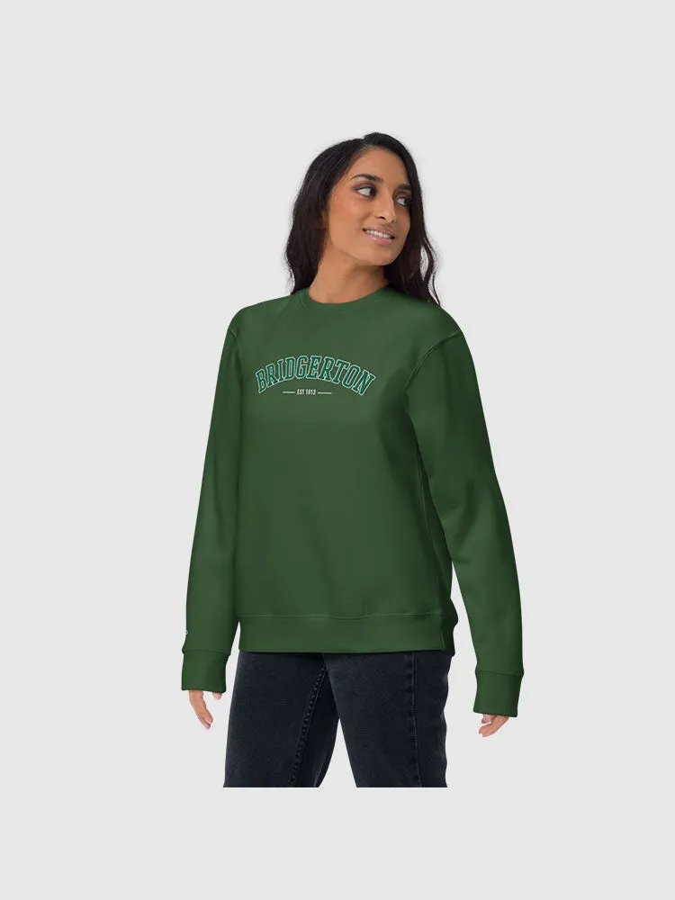 Bridgerton Varsity Embroidered Crewneck Sweatshirt [Forest Green]