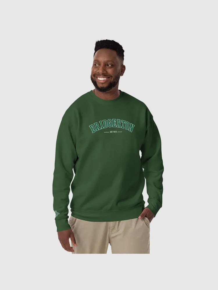 Bridgerton Varsity Embroidered Crewneck Sweatshirt [Forest Green]