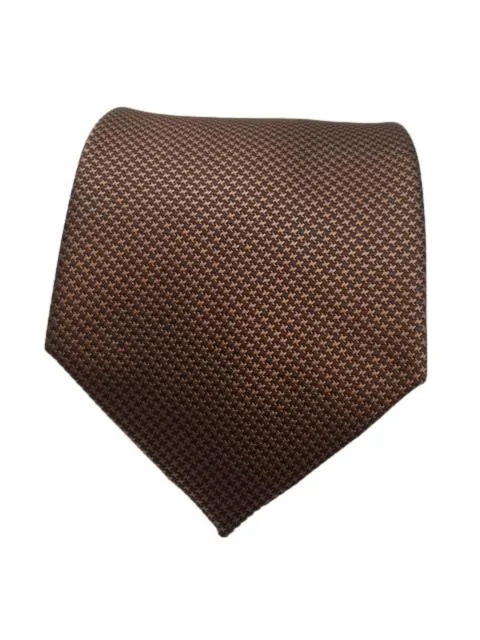 Brown Houndstooth Pattern Men's Extra Long Tie