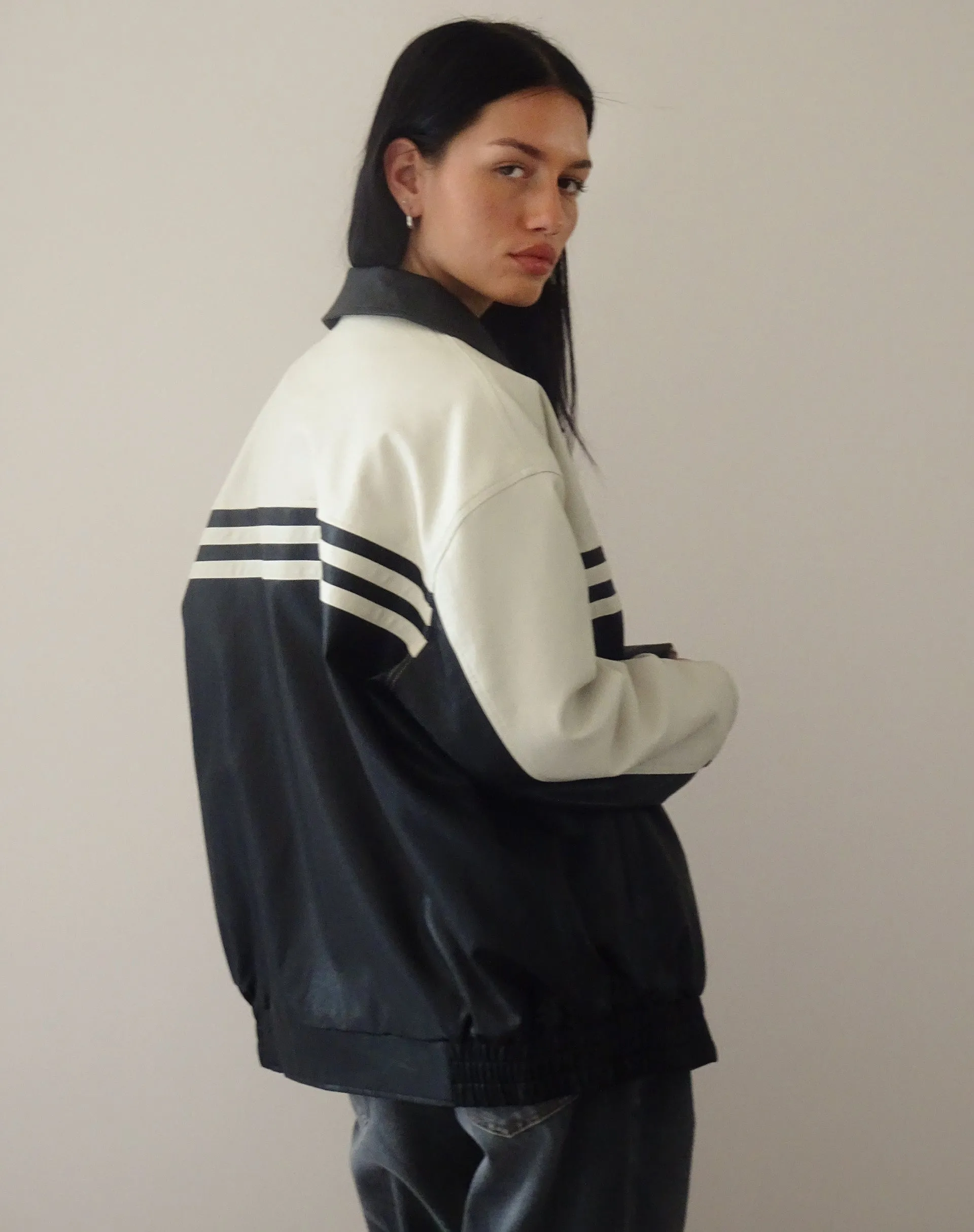 Calista Jacket in PU Black with Ivory