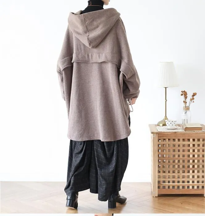 Cloak Casual Coat Loose Hooded  Plus Size Coat Jackets