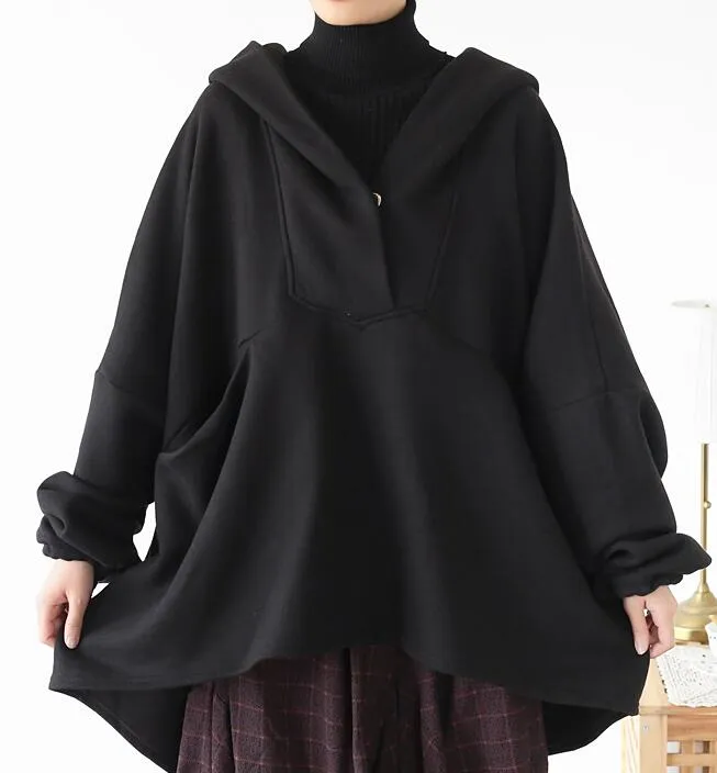 Cloak Casual Coat Loose Hooded  Plus Size Coat Jackets