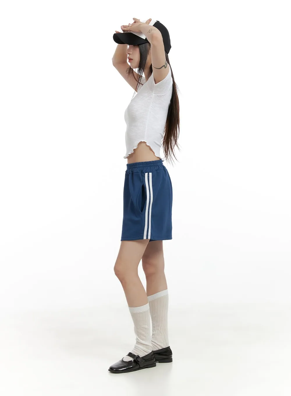 Contrasting Activewear Track Shorts CL425