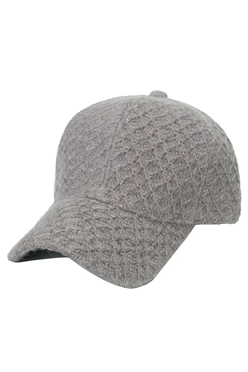 CURVED BRIM PLAID NET PATTERN BASEBALL CAP