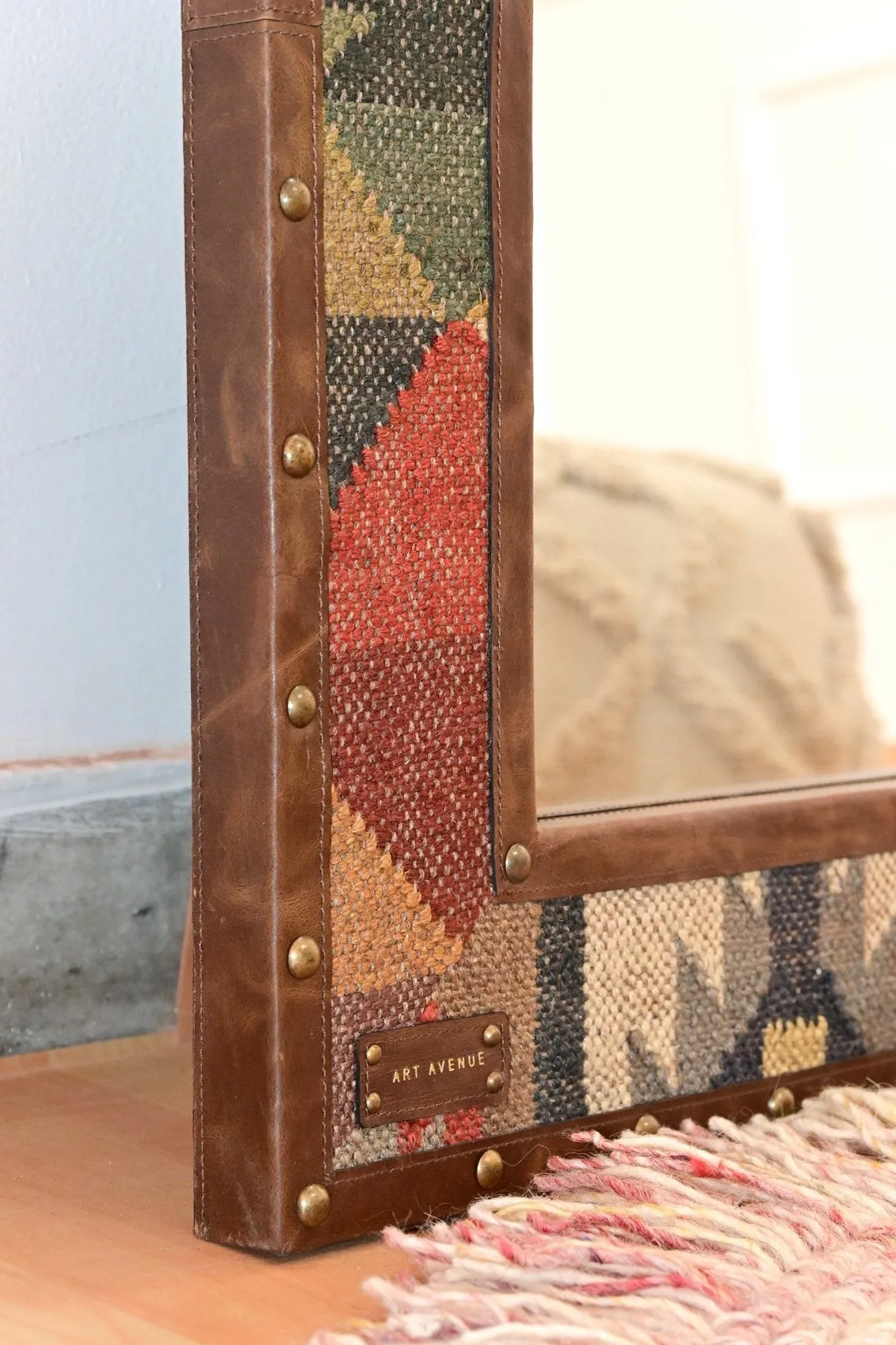 DARPAN - KILIM & LEATHER WALL MOUNT  MIRROR