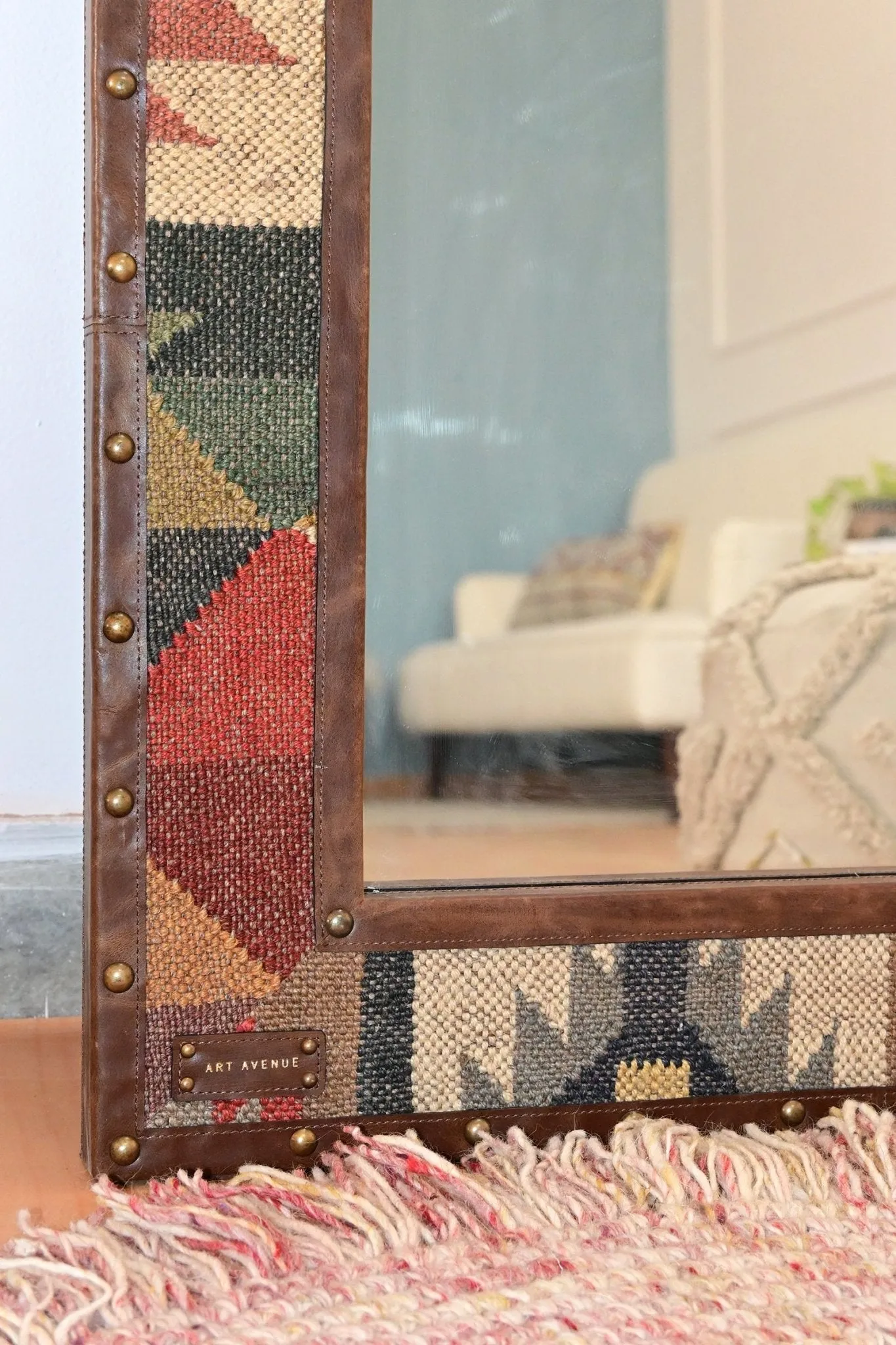 DARPAN - KILIM & LEATHER WALL MOUNT  MIRROR