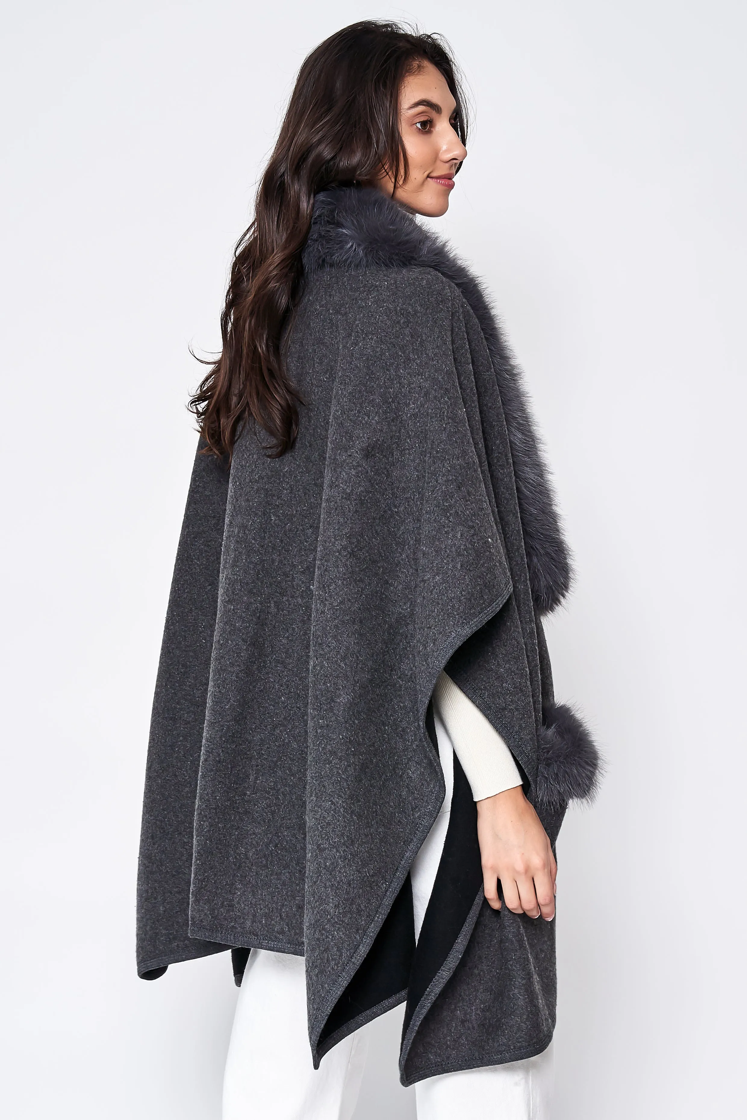 Faux Fur Collar Kimono