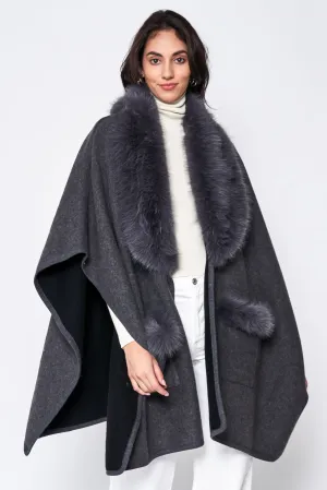 Faux Fur Collar Kimono