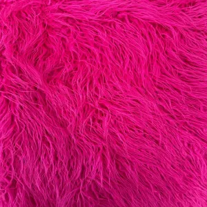 Fuchsia Mongolian Long Pile Faux Fur Fabric