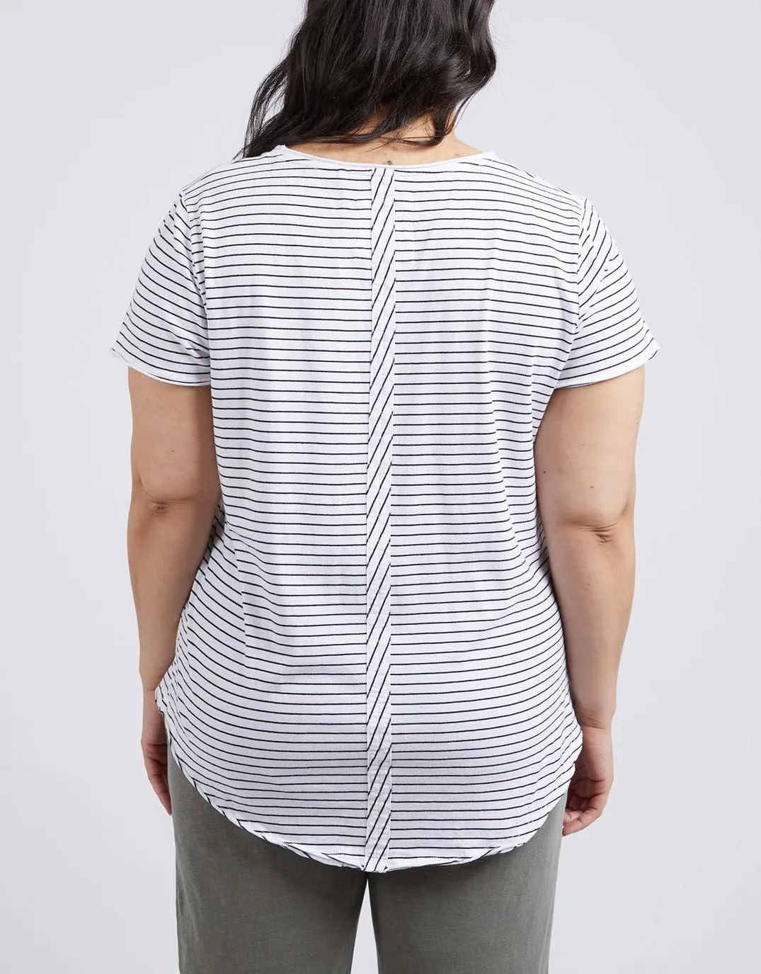 Fundamental Vee Tee - Black/White Stripe