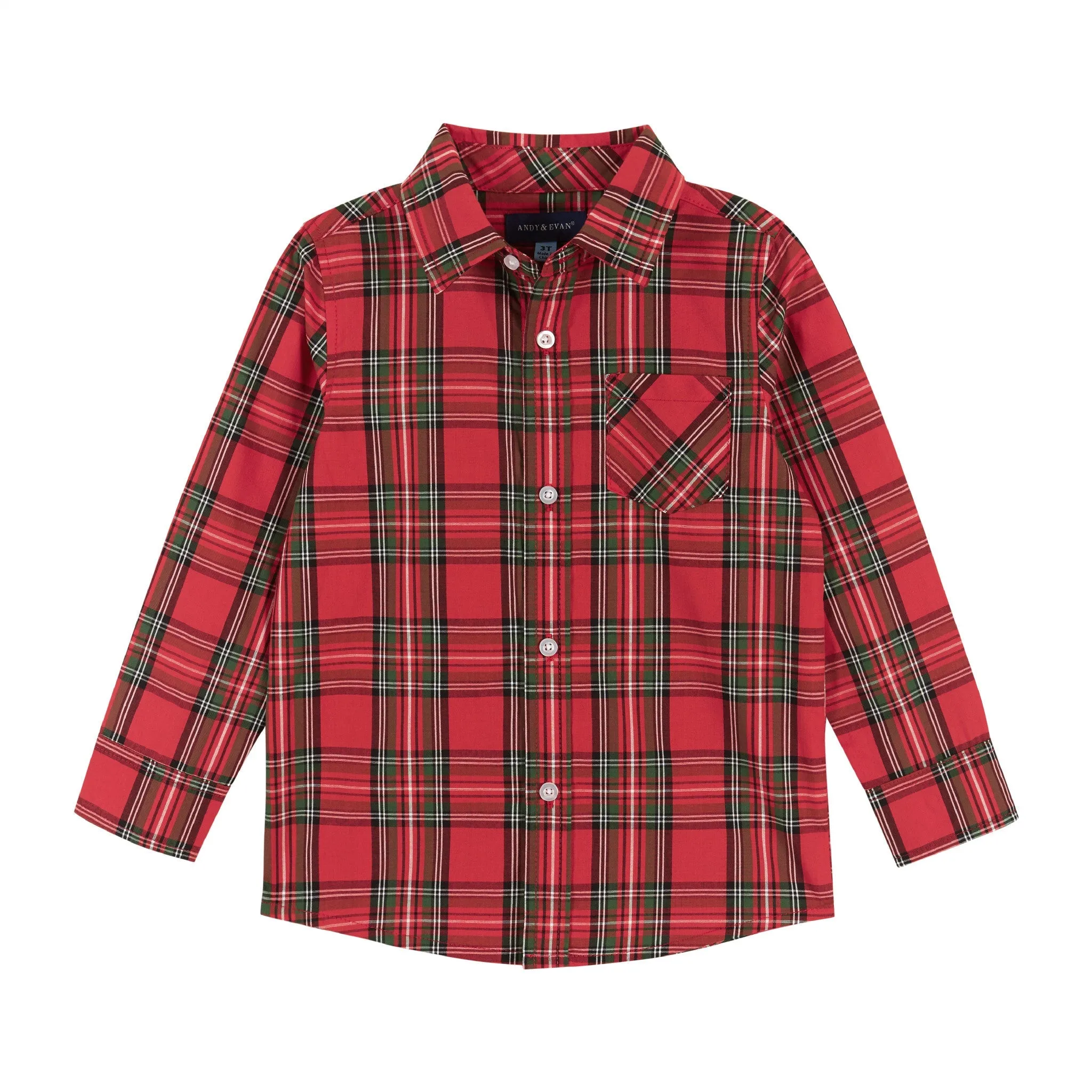 Holiday Plaid Buttondown & Bowtie Set | Red