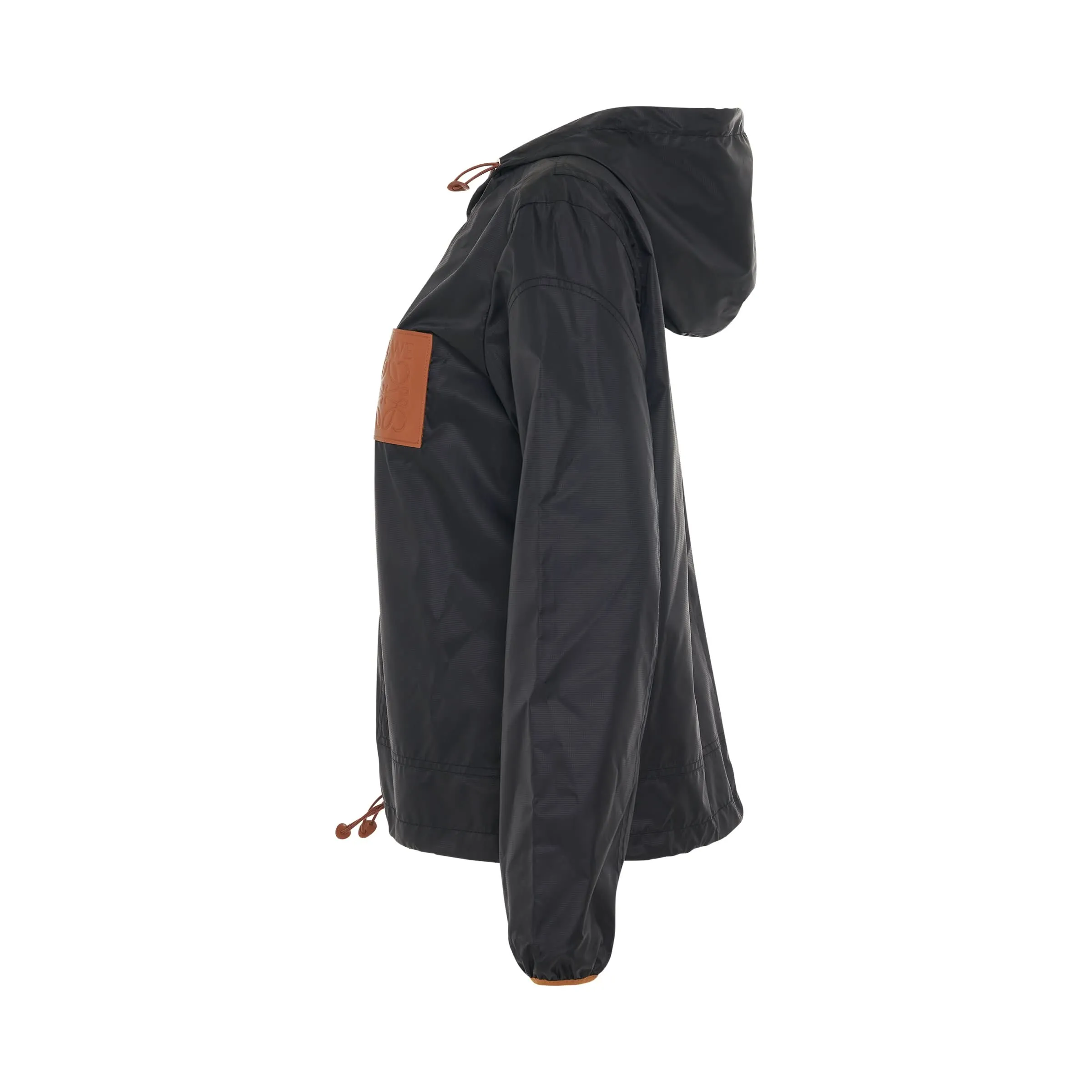 Hooded Ripstop Shell Jacket in Black