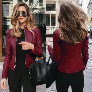 Jacket Women Coat Faux Leather