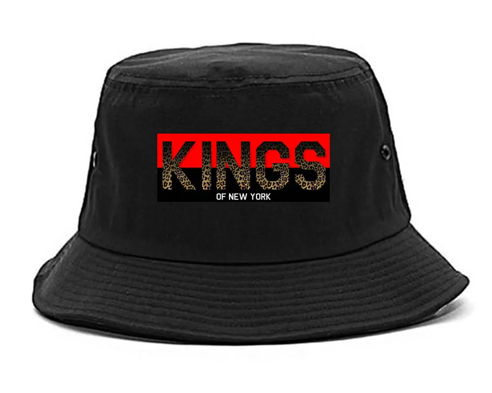 Kings Of NY Cheetah Print Logo Bucket Hat