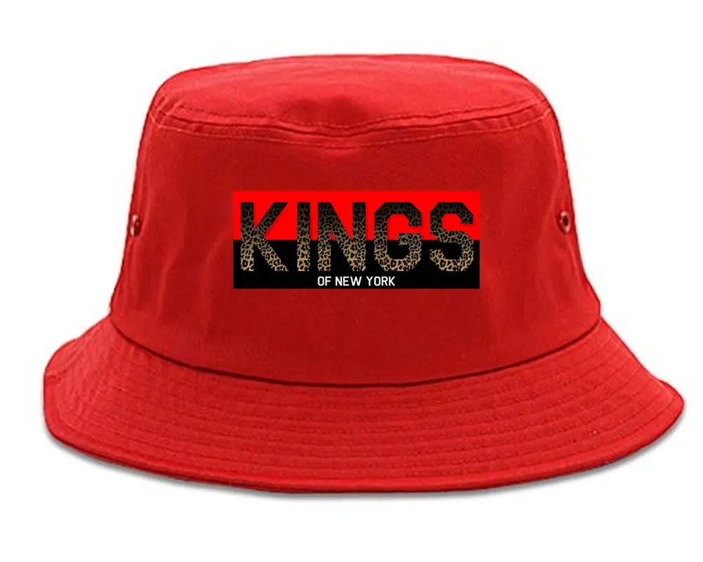 Kings Of NY Cheetah Print Logo Bucket Hat