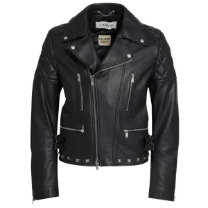 Lanvin x Gallery Dept. Black Studded Quilted Printed Leather Biker Jacket