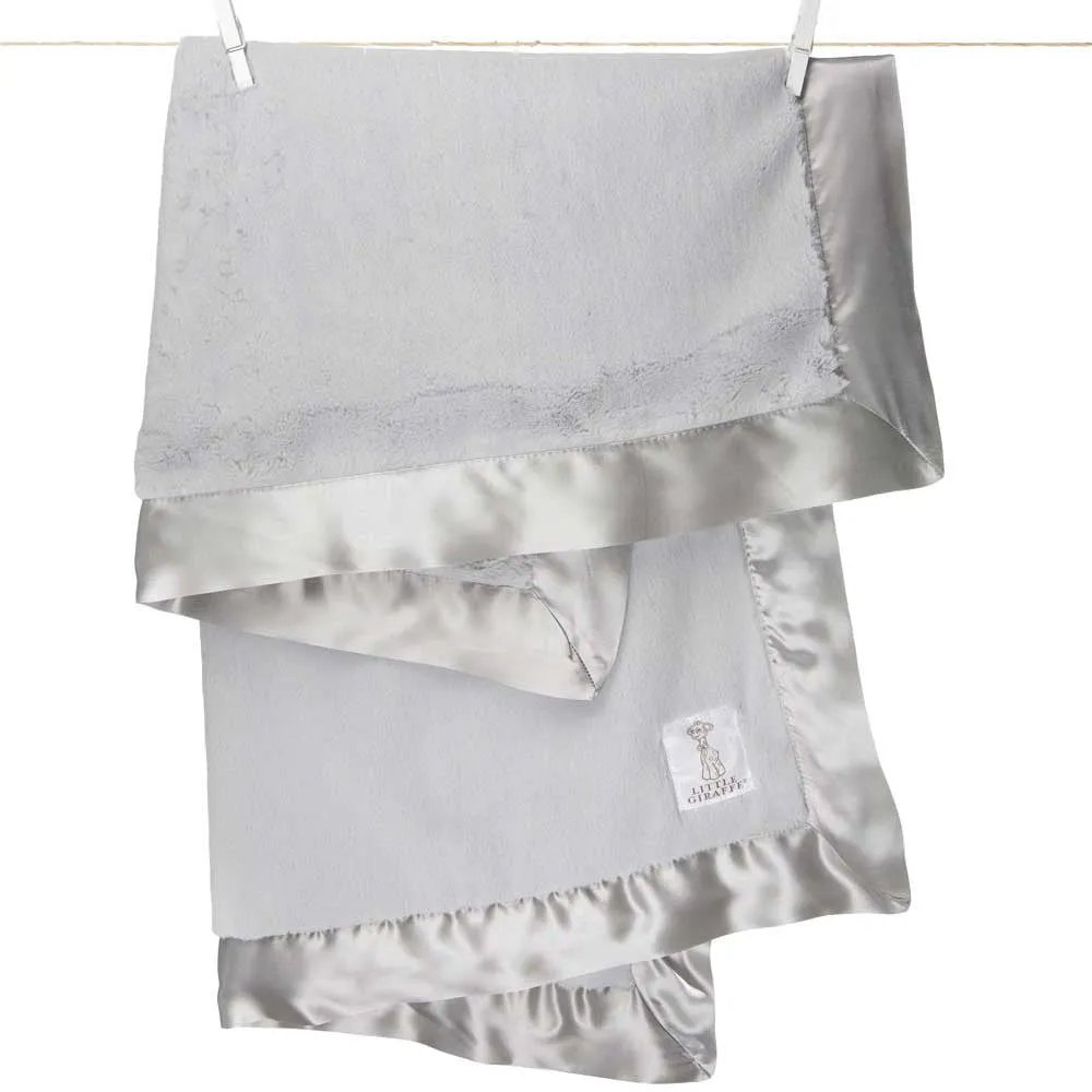 Little Giraffe Luxe Receiving Baby Blanket - Silver