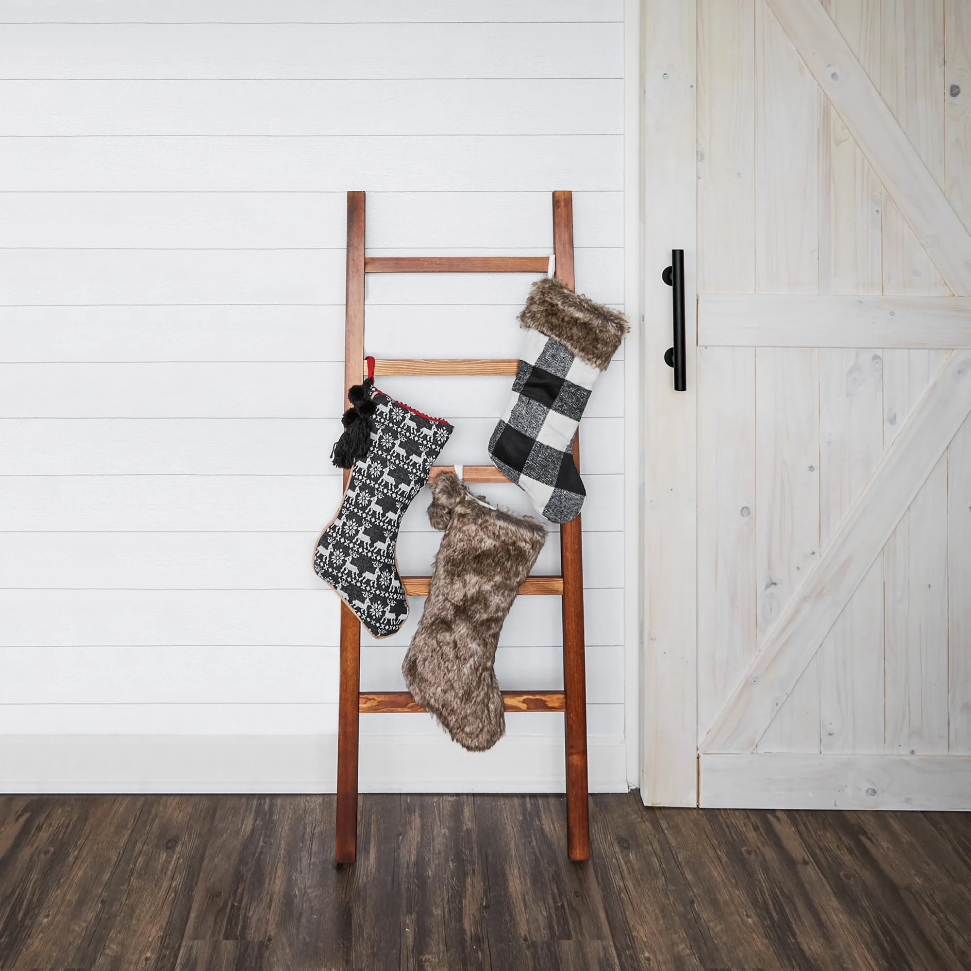 Luxe Faux Fur Stocking with Fur Pom-Poms