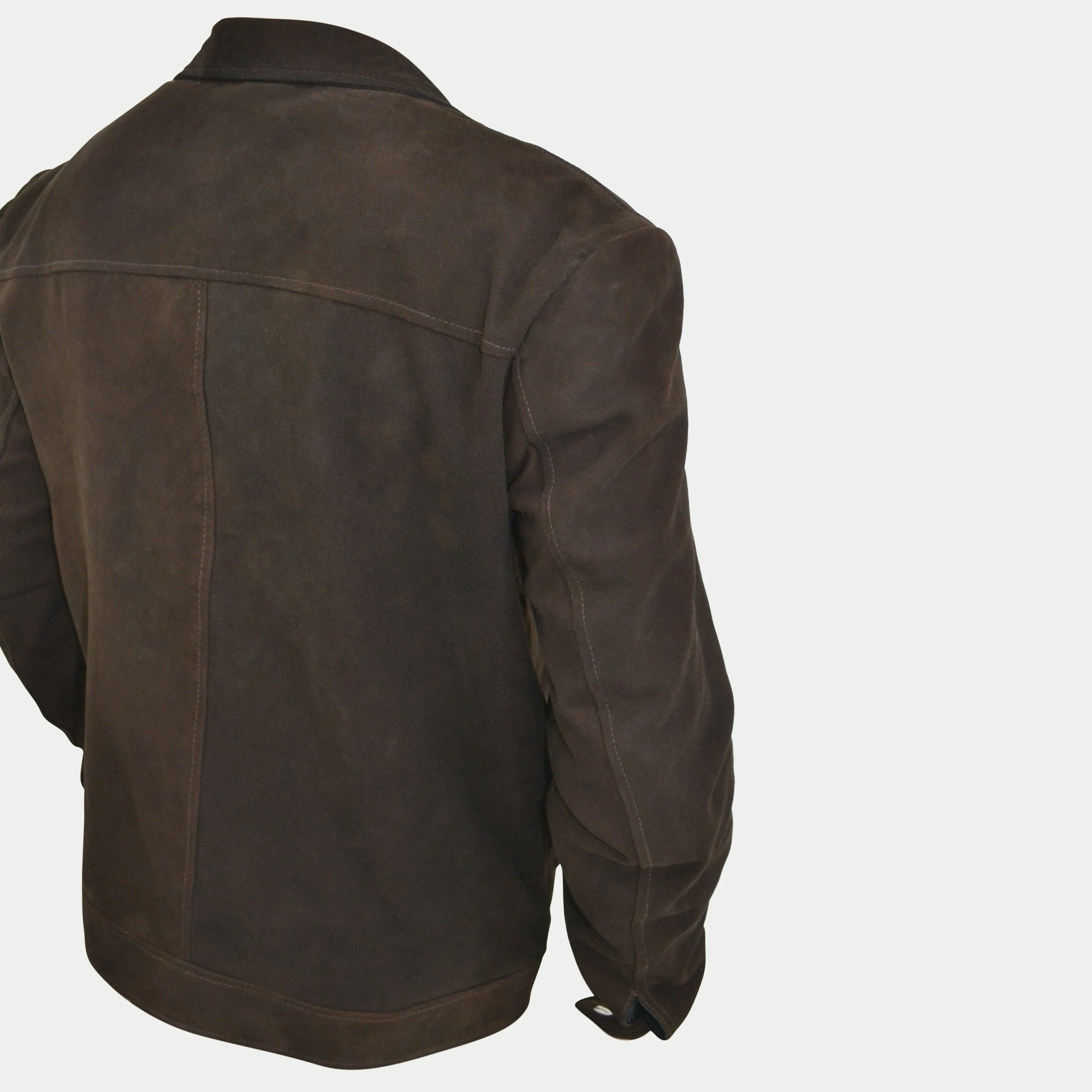 Men's Dark Brown Moto Biker Distressed Real Suede Leather Jacket