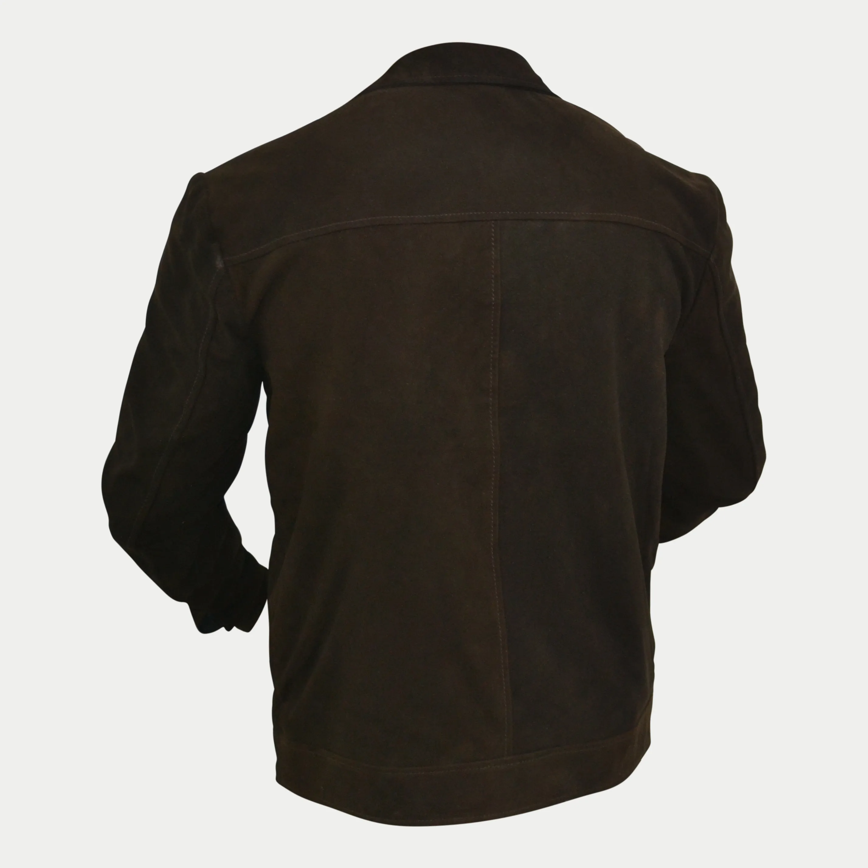 Men's Dark Brown Moto Biker Distressed Real Suede Leather Jacket