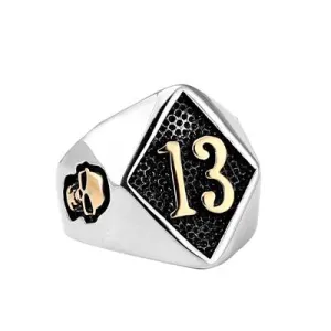 Outlaw 13 Polished Silver Biker Ring