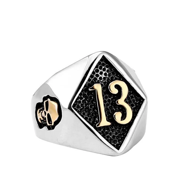 Outlaw 13 Polished Silver Biker Ring