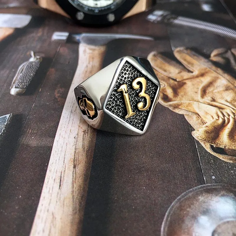 Outlaw 13 Polished Silver Biker Ring