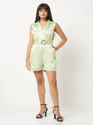 Pastel Green Satin Playsuit