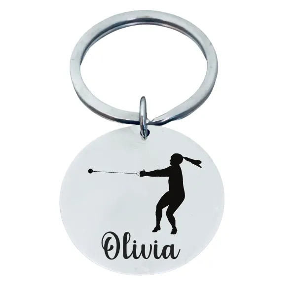 Personalized Track And Field Hammer Throw Keychain - Pick Style