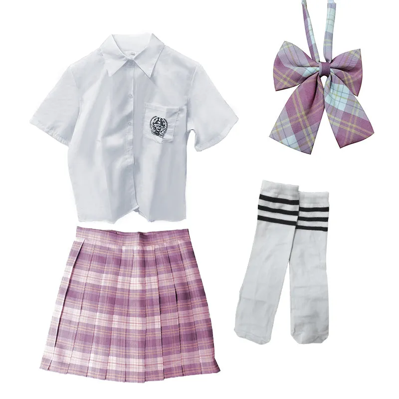 Pink Plaid Jk School Uniform Set