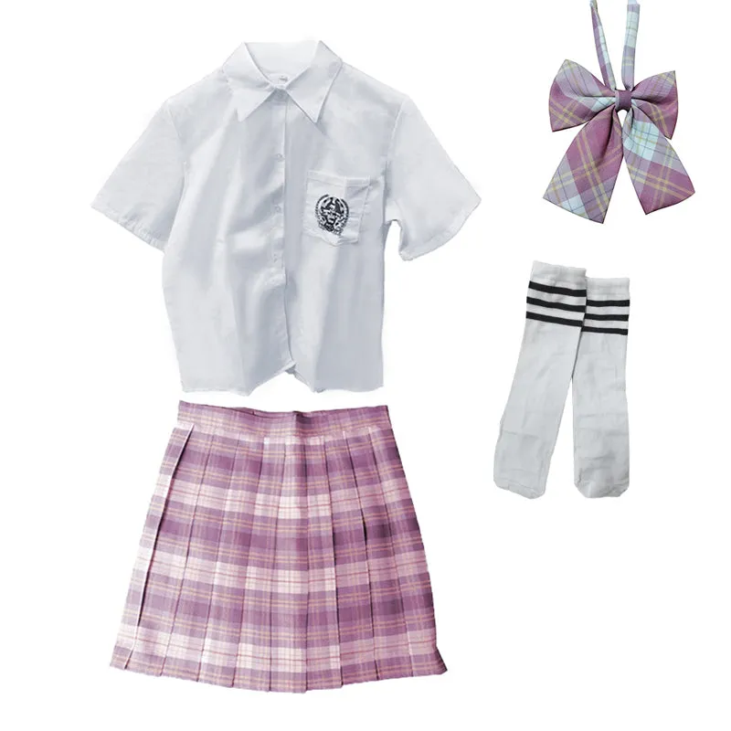 Pink Plaid Jk School Uniform Set