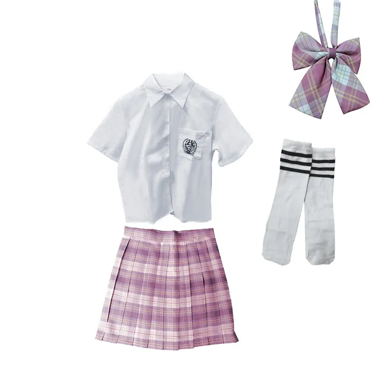 Pink Plaid Jk School Uniform Set