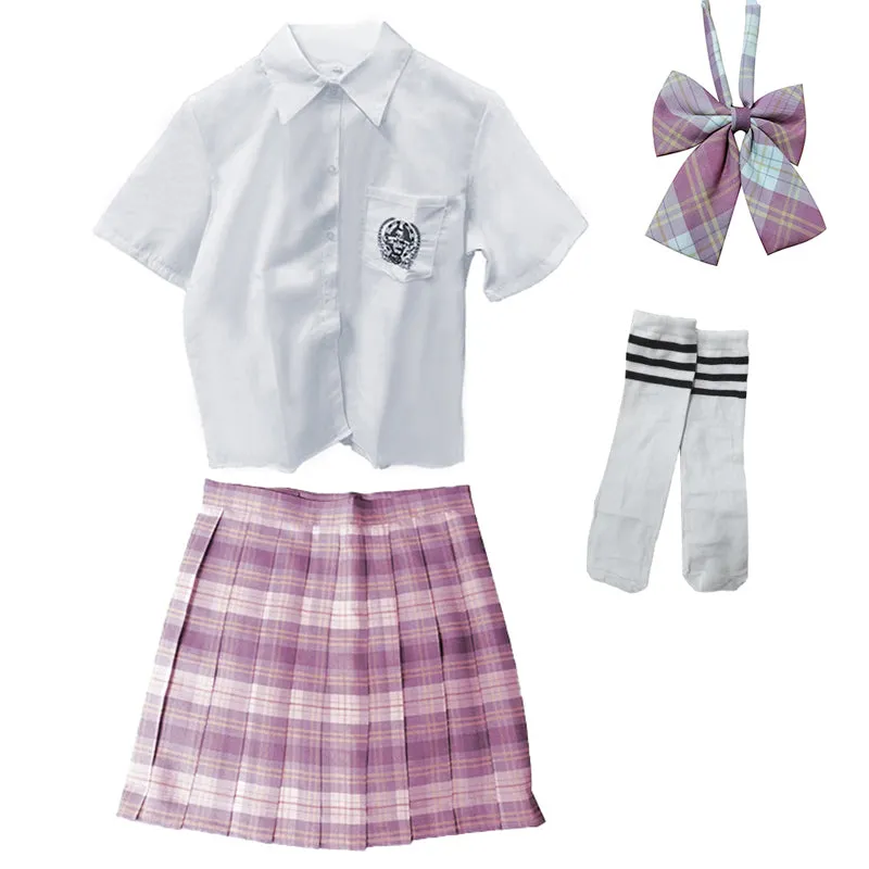 Pink Plaid Jk School Uniform Set