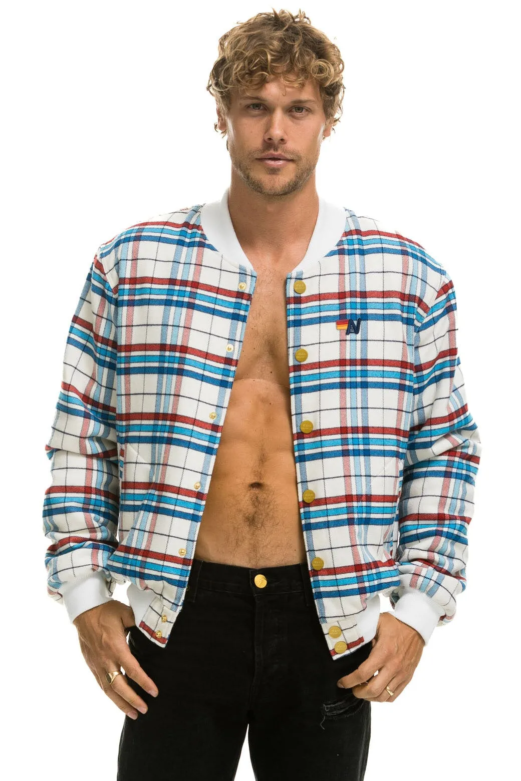 PLAID UNISEX VARSITY JACKET - MONTAUK PLAID