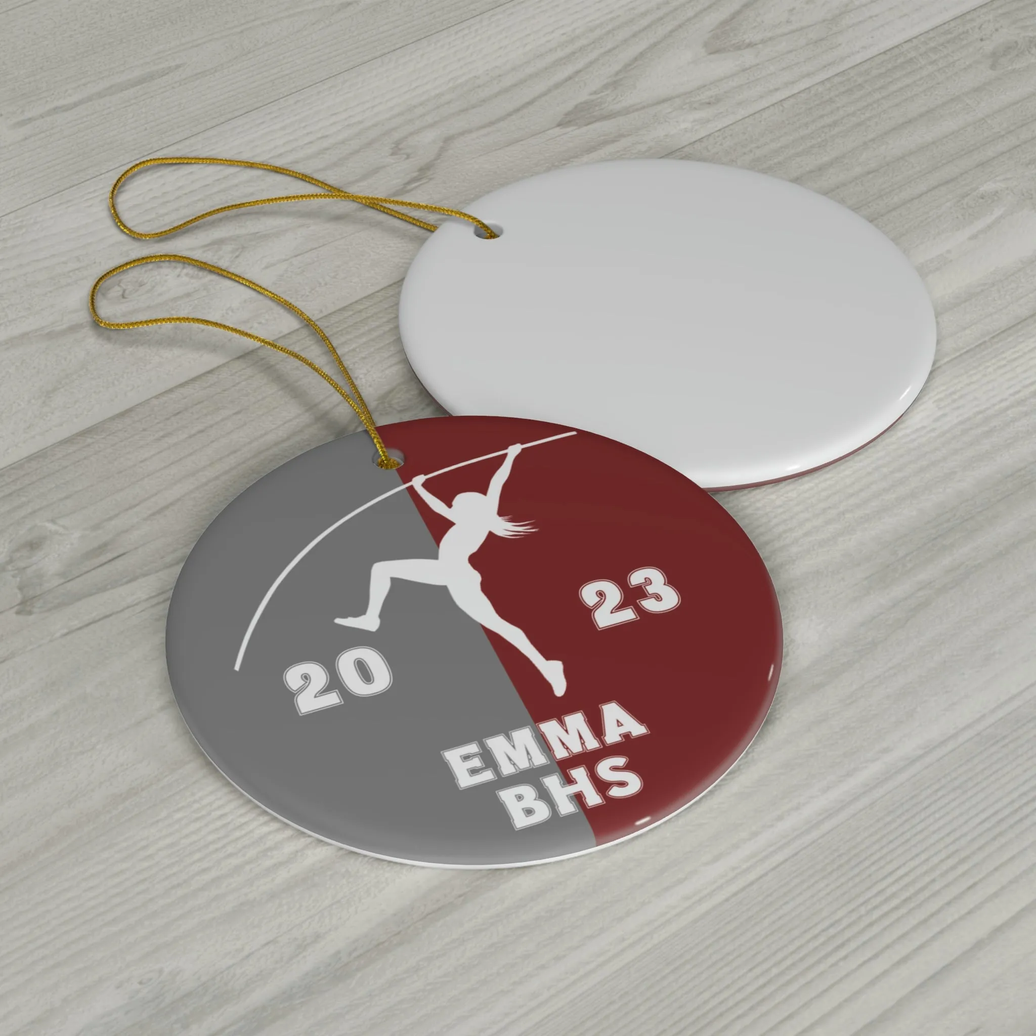 Pole Vault Ornament, 2024 Personalized Girls Track and Field Christmas Ornament, Ceramic Tree Ornament